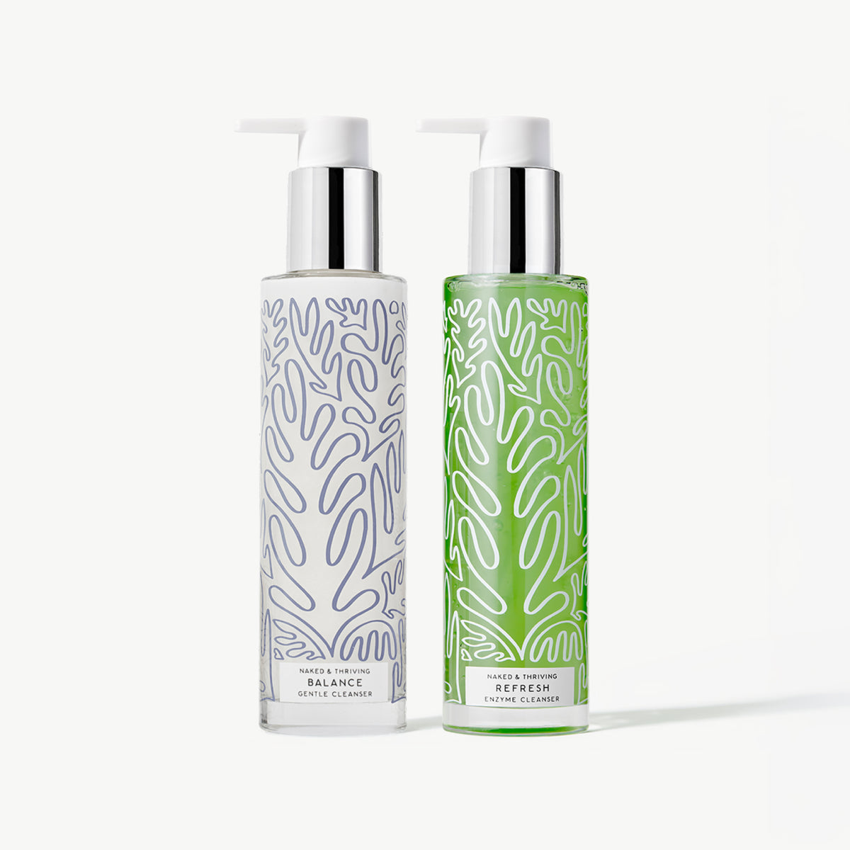 Naked & Thriving The Cleanser Duo featuring Balance Gentle Hydrating Cleanser and Refresh Gentle Enzyme Cleanser full-size bottles