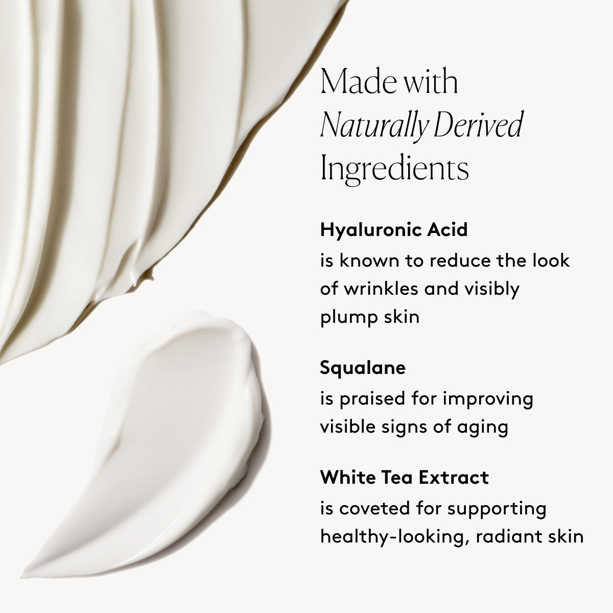 
                
                  Daily Essentials Duo key ingredients graphic with Hyaluronic Acid, Squalane, and White Tea Extract beside product swatches
                
              
