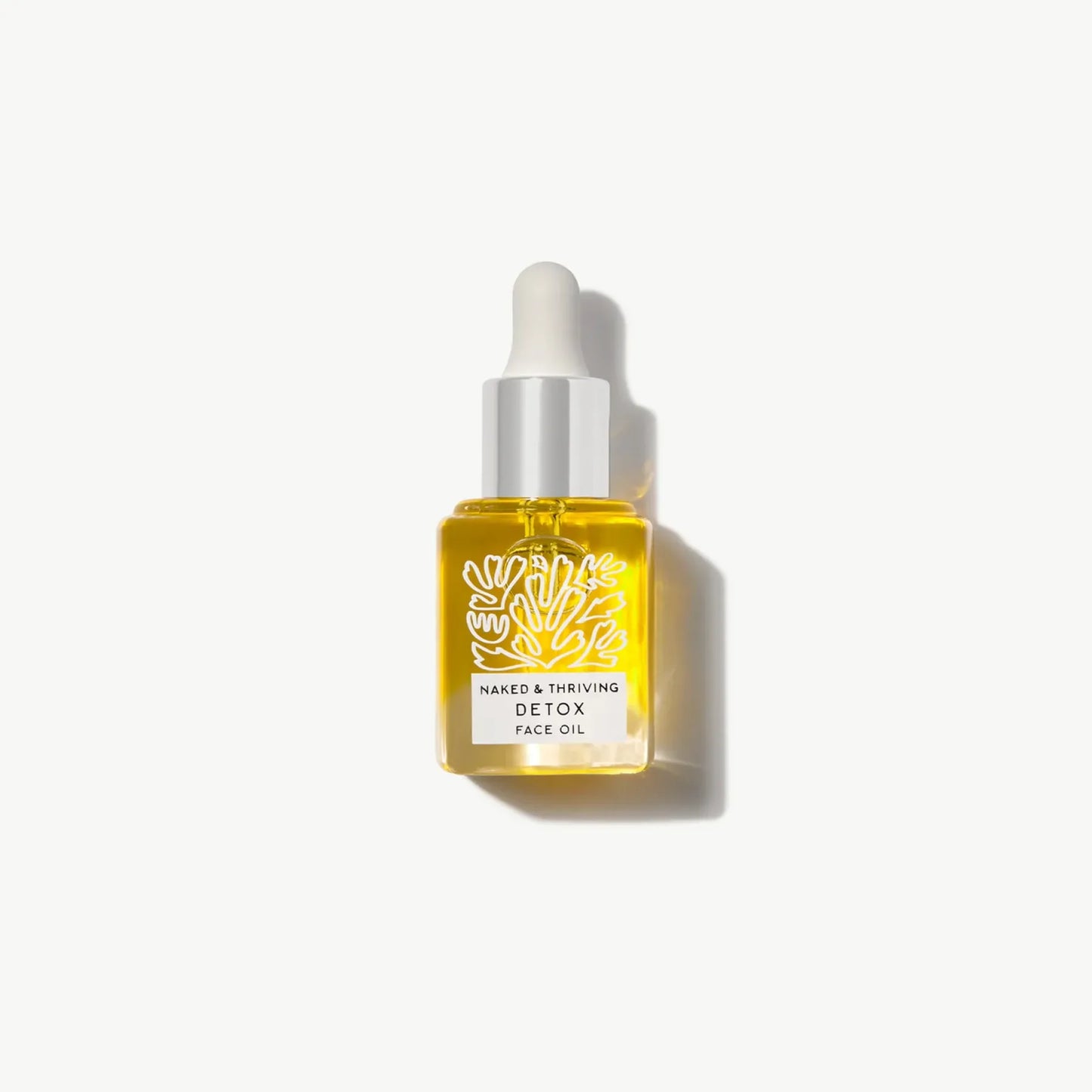 Deluxe Mini Detox Balancing Face Oil in glass dropper bottle on white background