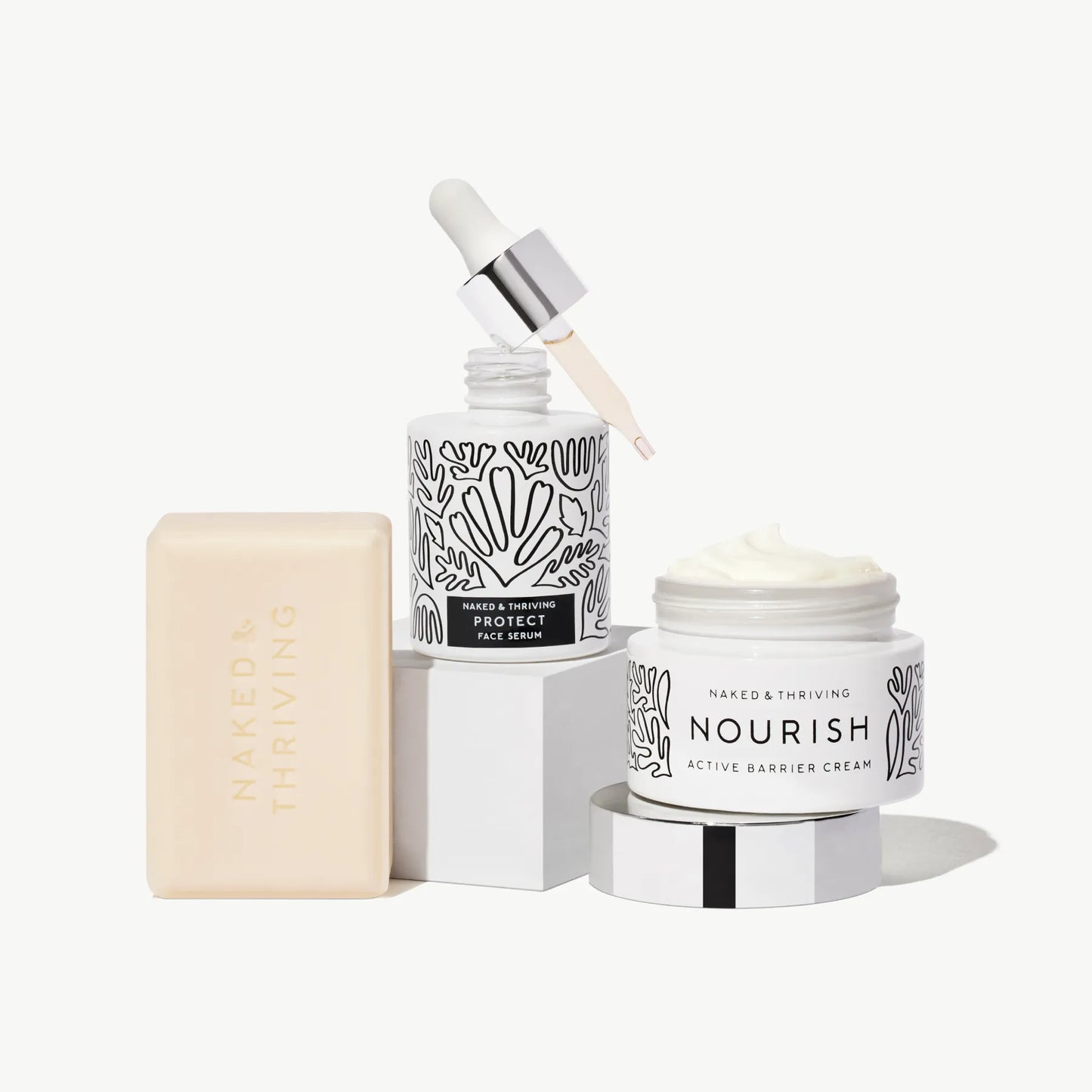 Gentle Start Trio with Protect Serum, Nourish Face Cream, and Soothe Cleansing Bar