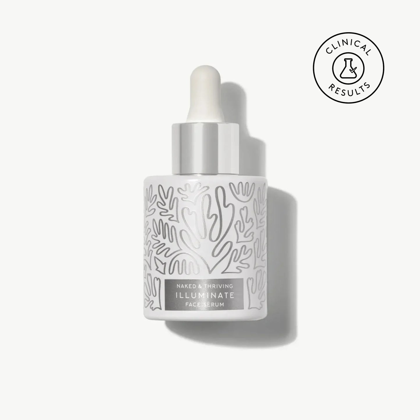 Illuminate BC + Brightening Serum bottle with dropper and visible clinical results badge