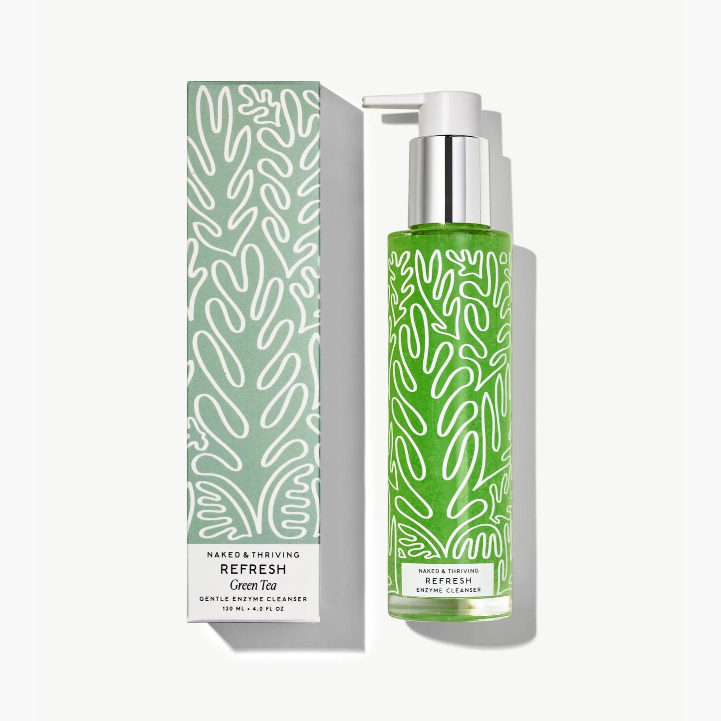 Refresh Gentle Enzyme Cleanser (Green Tea Scent) with green box on white background 