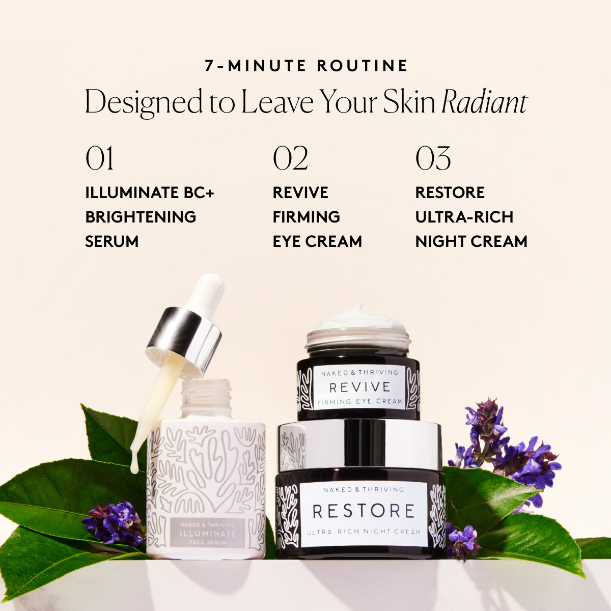 
                
                  Step-by-step 7-minute routine for the Retinol-Alternative Trio
                
              
