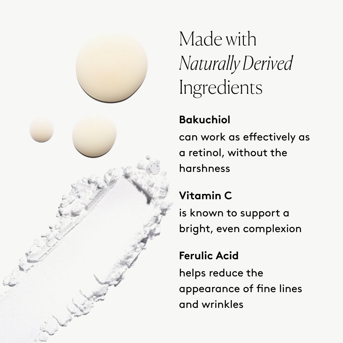 
                
                  Super Bright Set ingredients graphic with Bakuchiol, Vitamin C, and Ferulic Acid beside product swatches 
                
              